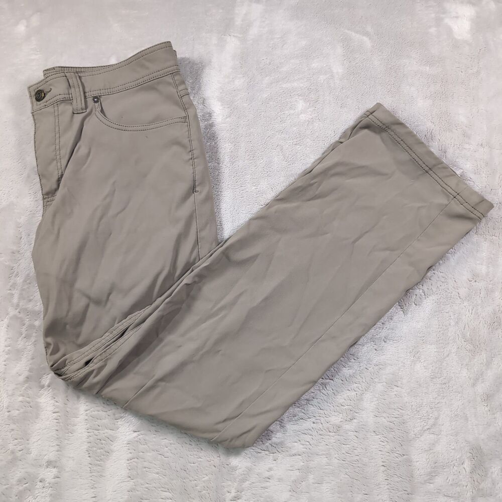 Prana Brion Pants Mens 33x30 (32x28) Brown Slim Fit Nylon Stretch Camping Hiking